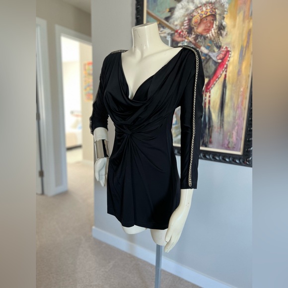 JUST CAVALLI BLACK COWL NECK DRESS - Picture 8 of 13